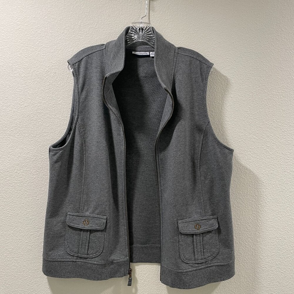 CROFT & BARROW Jersey Zip Front Vest, Gray - XL